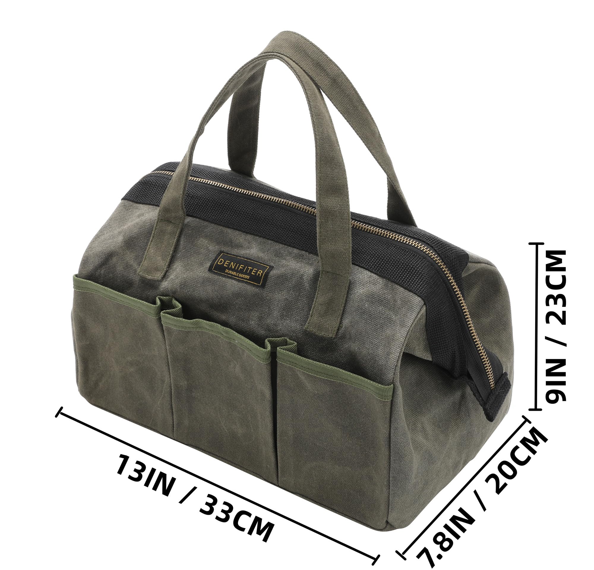 13-inch Tool Bag, Heavy Duty Wide Mouth Water-Resistant Tool Bag, Tool Tote with Handle for Tools Wrenches - Image 2