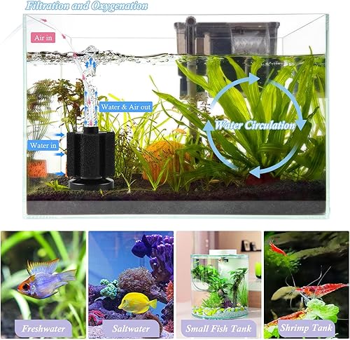 Miniatura 6 de FEDOUR Filtro de esponja para acuario, filtros de esponja bio de aireación ultra silenciosos para cría de camarones fritos Betta Fish Tank, filtro