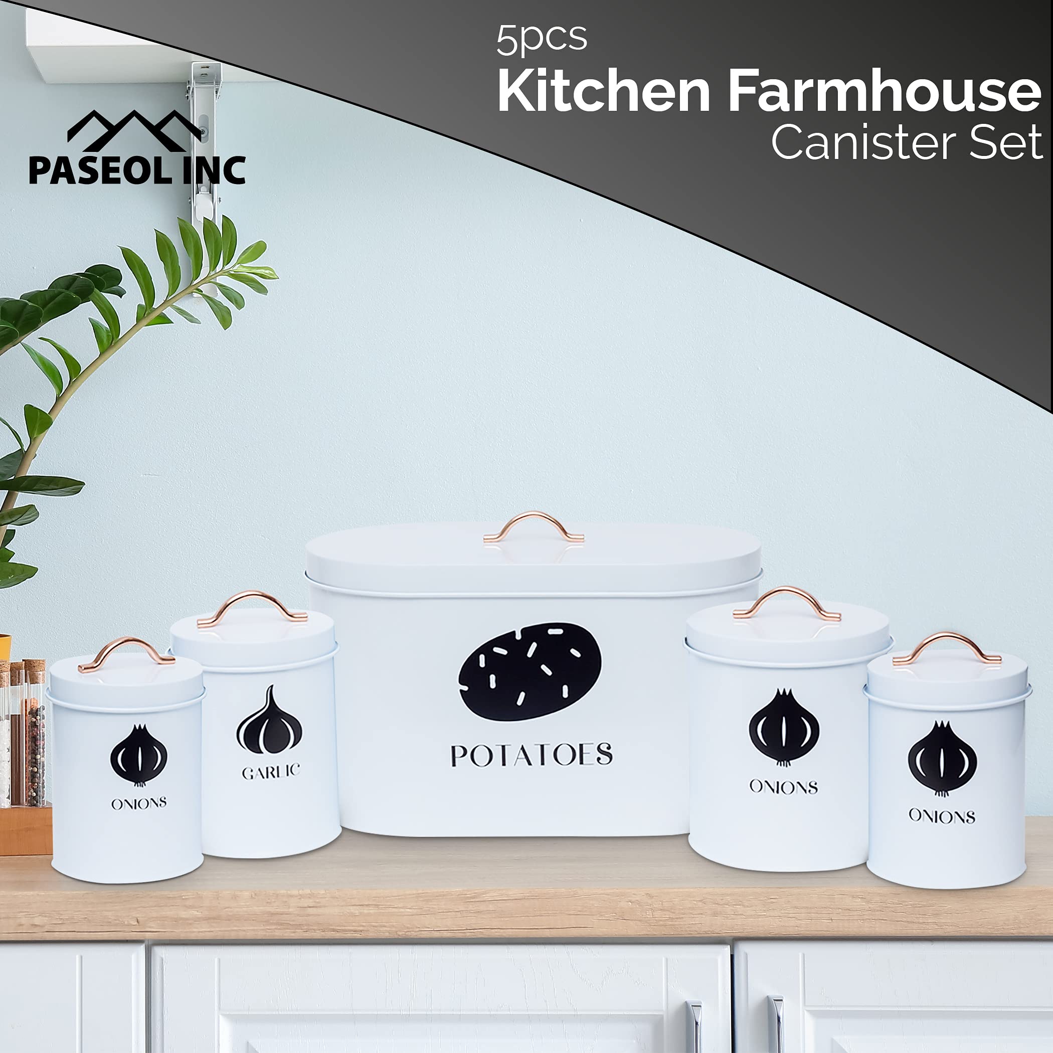 Potato and Onion Storage Canisters Premium Metal Potato and Onion