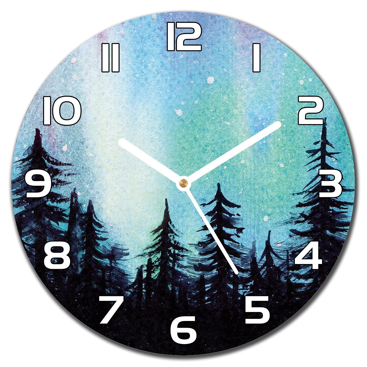 Horloge en verre lisible aiguilles blanches finis les murs vides salon cuisine 30cm