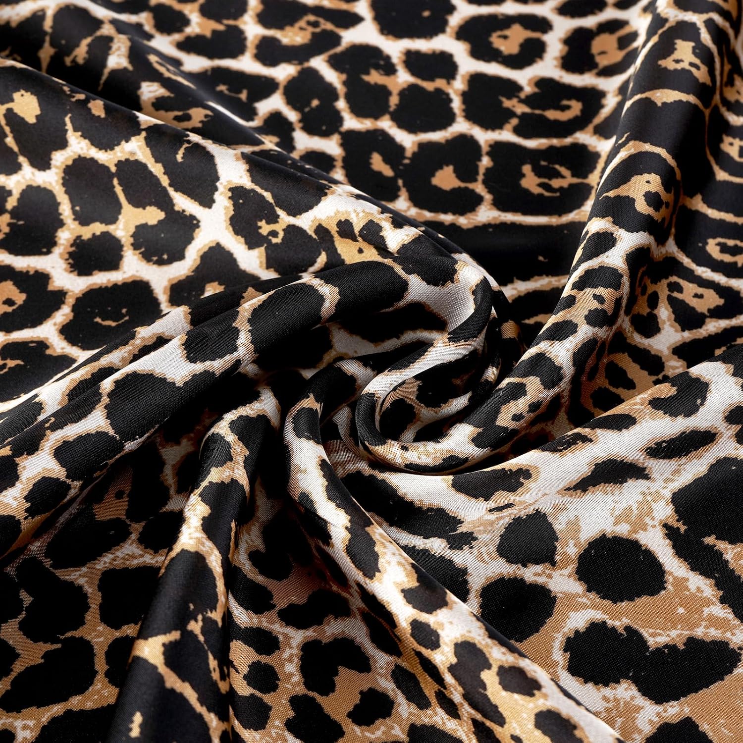 GERINLY Silk Hair Scarf Animal Print Leopard Neck Scarf Summer Neckerchief for Women Bag Purse Accessory