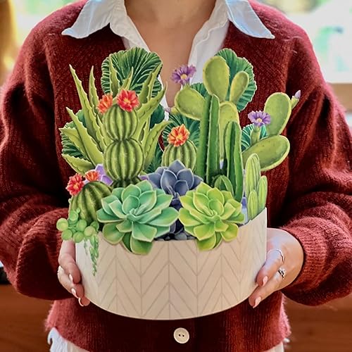 Miniatura 7 de Freshcut Paper Tarjetas desplegables jardín de cactus ramo de flores para siempre tamaño real tarjetas de felicitación 3D con tarjeta de notas en