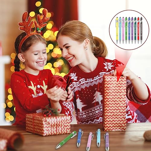 Miniatura 5 de Eaasty 9 bolígrafos de Navidad divertidos para oficina, con citas de felicitación, bolígrafo de tinta de gel negra, bolígrafos de Navidad para