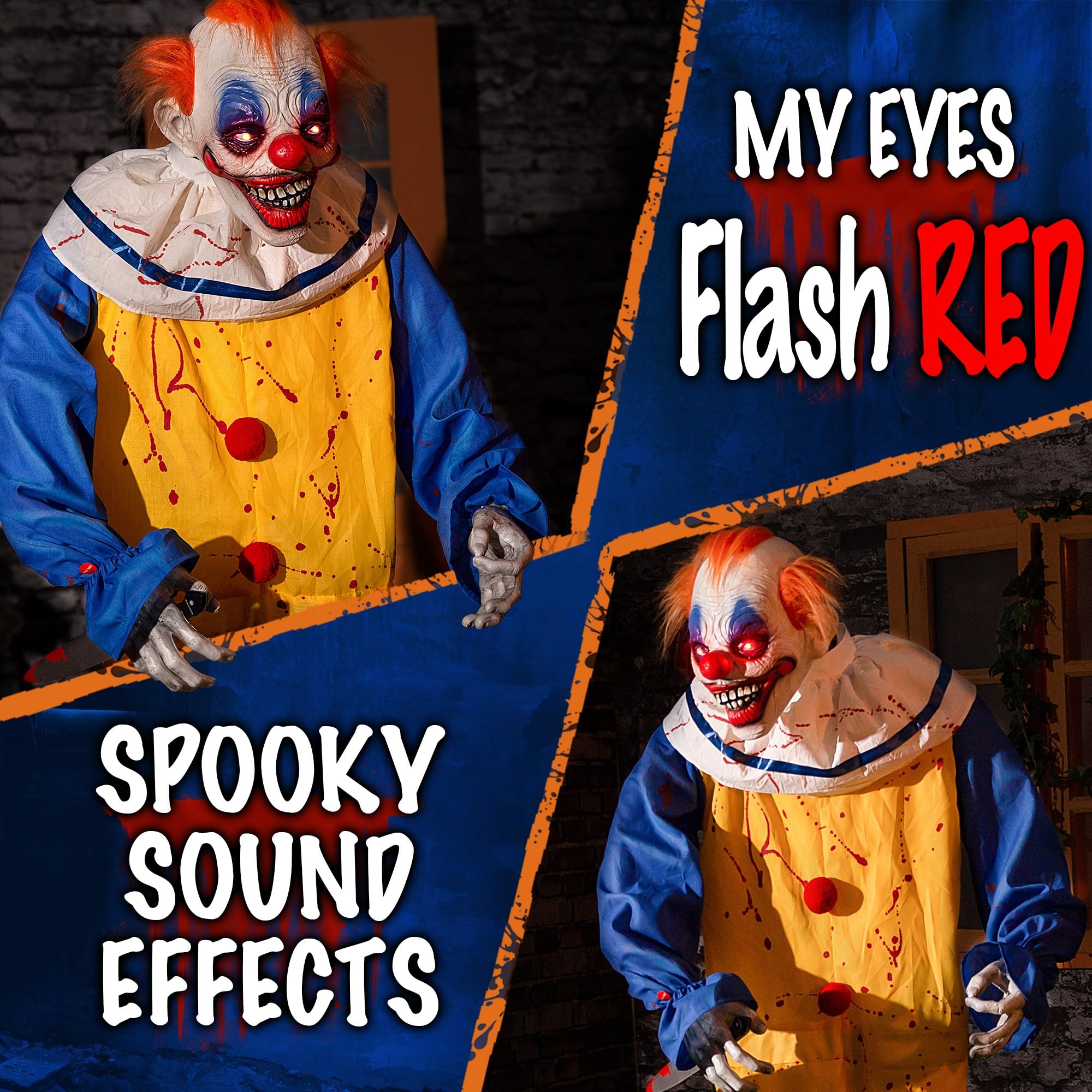 Über 1,8 M Große Bewegungsaktivierte Killer-Clown-Animatronic – Gruselige Halloween-Dekoration Mit Sound