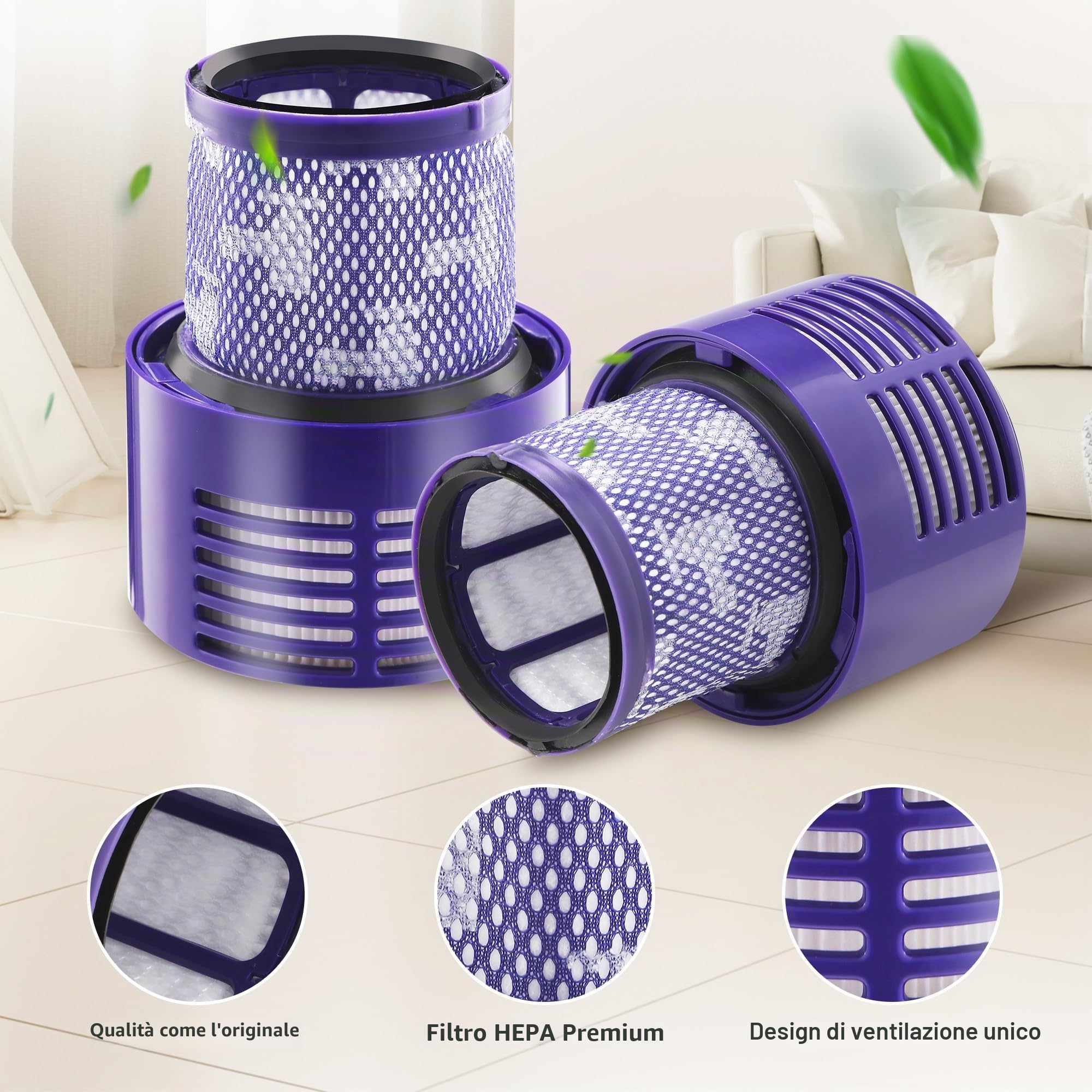 Confezione da 4 filtri HEPA con spazzola di pulizia per Dyson V10 SV12, V10 Cyclone Series, V10 Absolute, V10 Animal, V10 Total Clean. Per Filtro Dyson V10 possono filtrare efficacemente l'aria