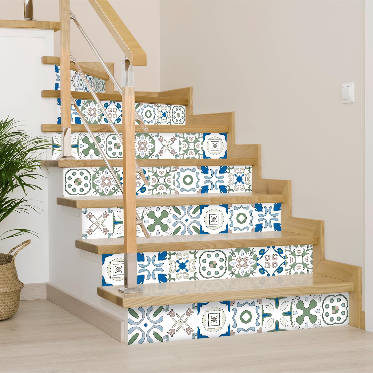 Naklejki na kafelki winylowe PCV, które można odkleić i przykleić | Zielony Kwiatowy, 24 szt. 10/15/20 cm, Backsplash Kuchni i Łazienki: Dekoracja Ścienna Peel And Stick(24 Pcs/15x15cm)