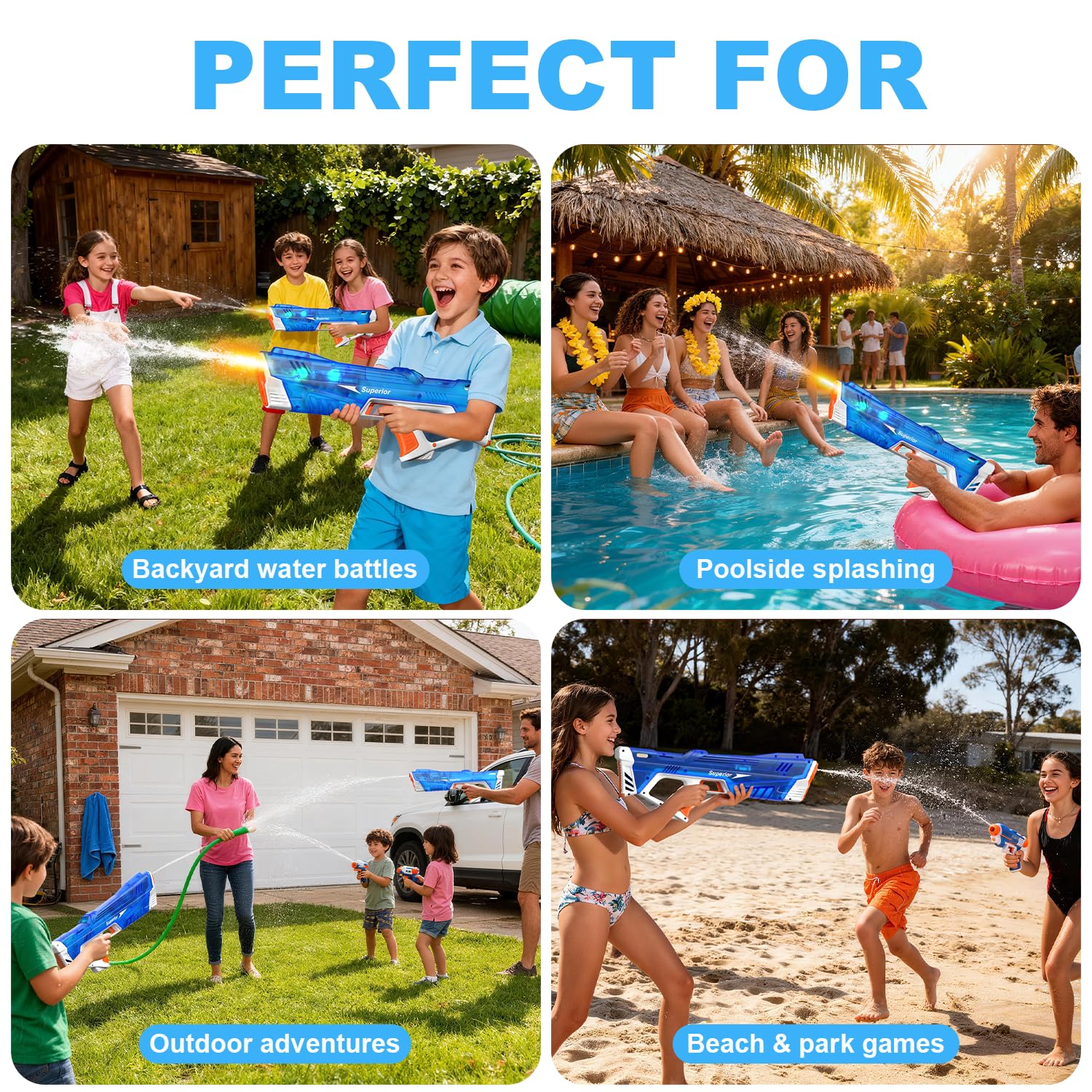 ACELIFE Elektrische Wasserpistole mit leistungsstarkem Akku und bis zu 10 Meter Reichweite, Automatische Wasserpistole Sommer Outdoor Spielzeug, Geschenk für Jungen und Mädchen ab 6 Jahren