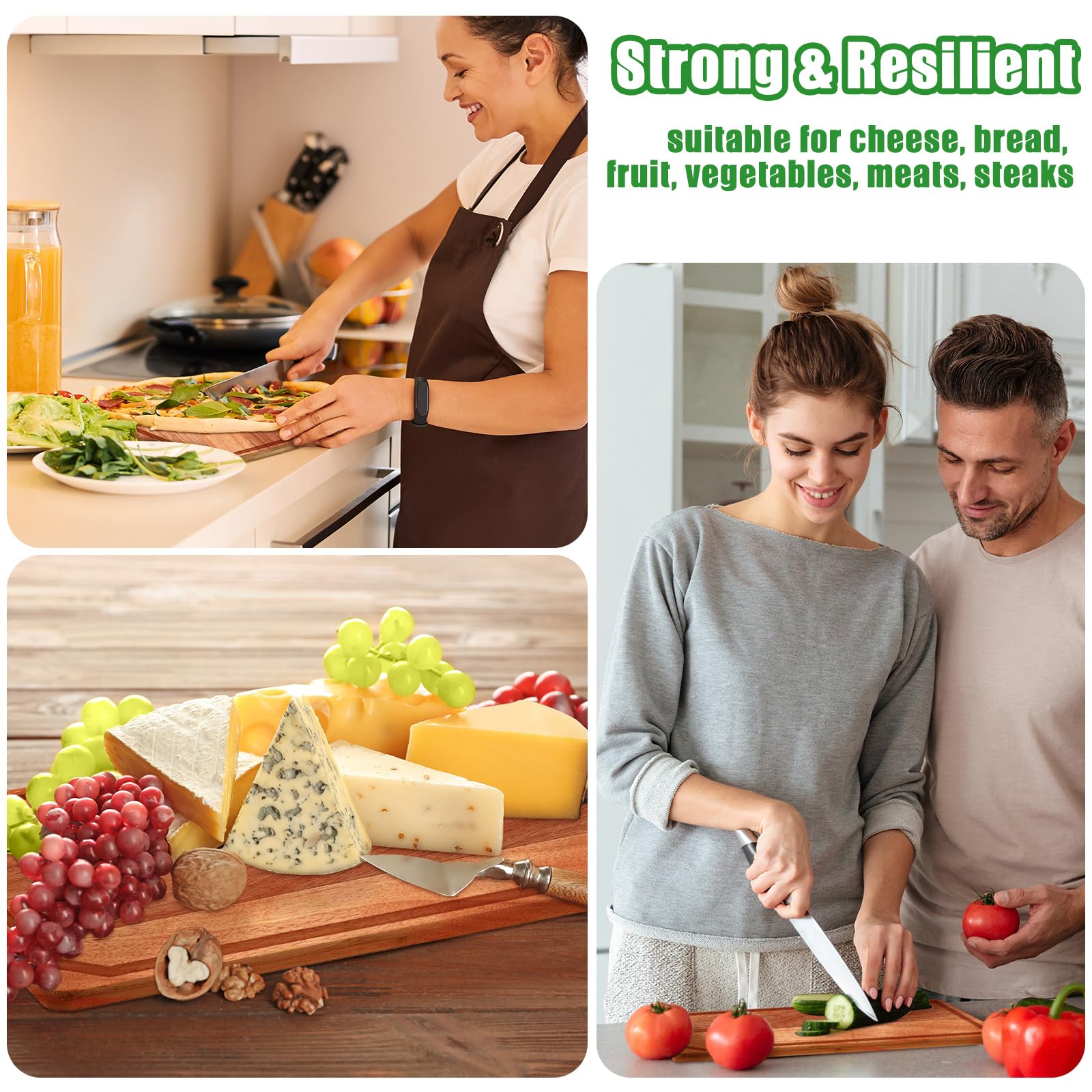 Eaasty Juego de 12 tablas de cortar extra grandes de madera resistentes a granel con ranura de jugo para cocina, boda, inauguración de la casa, manualidades, regalos, preengrasadas (14 x 11 pulgadas,