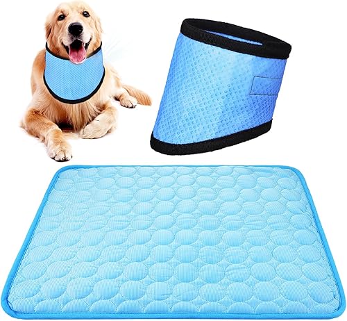 Juego de alfombrillas de enfriamiento para perros, 1 alfombrilla de seda de hielo para perro, 1 manta de enfriamiento para perro, almohadilla de