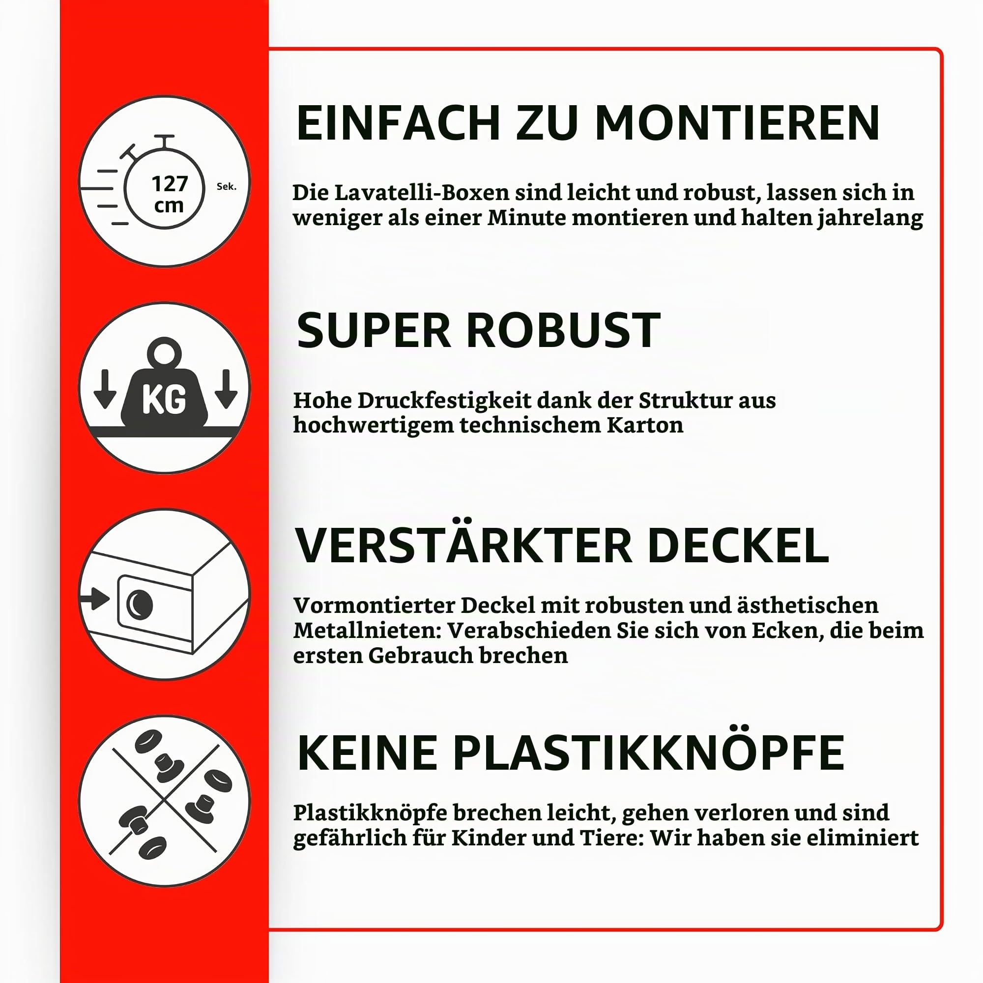 Lavatelli Set aus 6 Aufbewahrungsboxen mit Deckel – Große Kleiderboxen aus Karton 39x50x24 cm – Robust, leicht zu montieren, mit Tragegriffen – Perfekt für Kleiderschrank & Saisonwechsel Hortensien