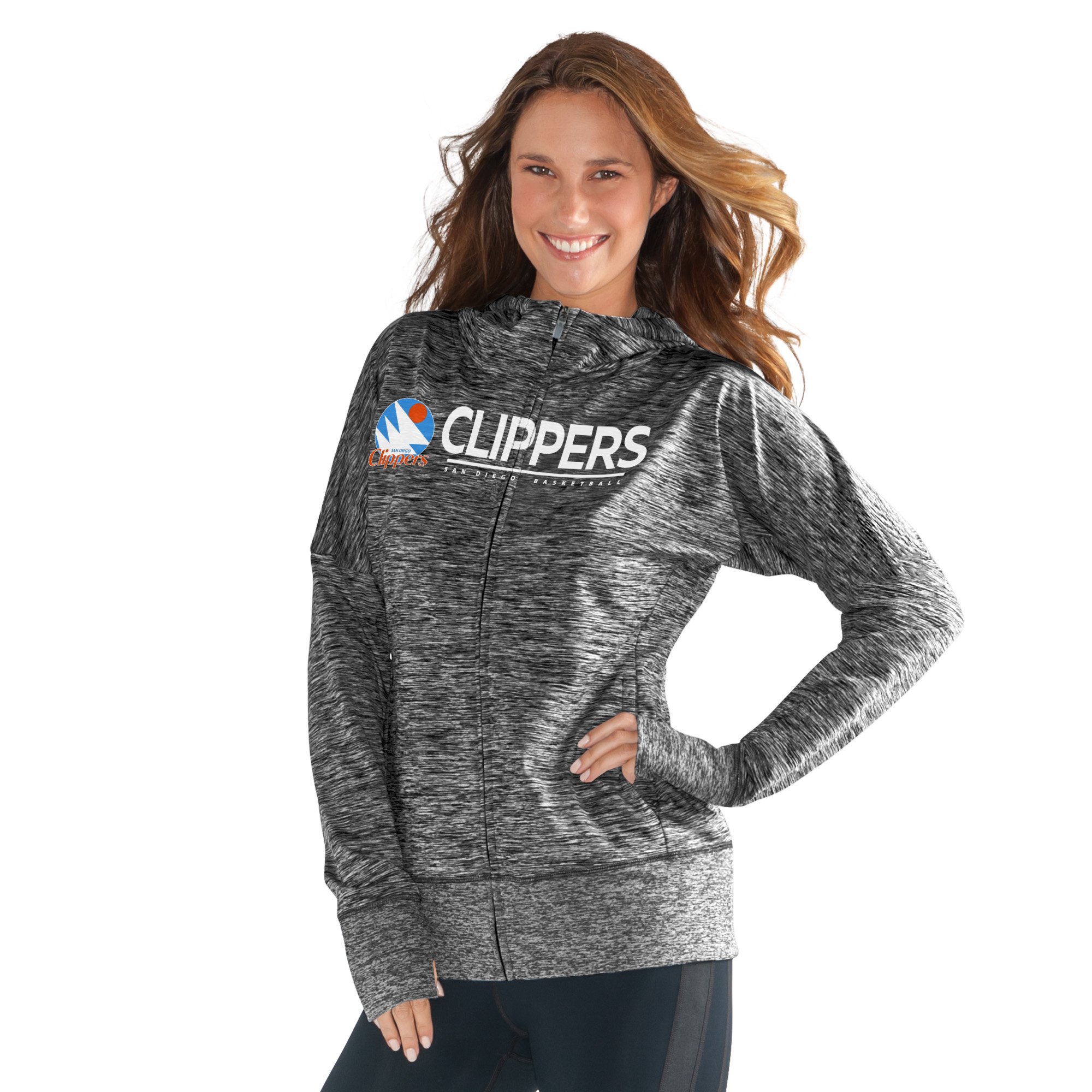 GIII For Her NBA San Diego Clippers Women's Receiver Hoody, Large, Heather Grey