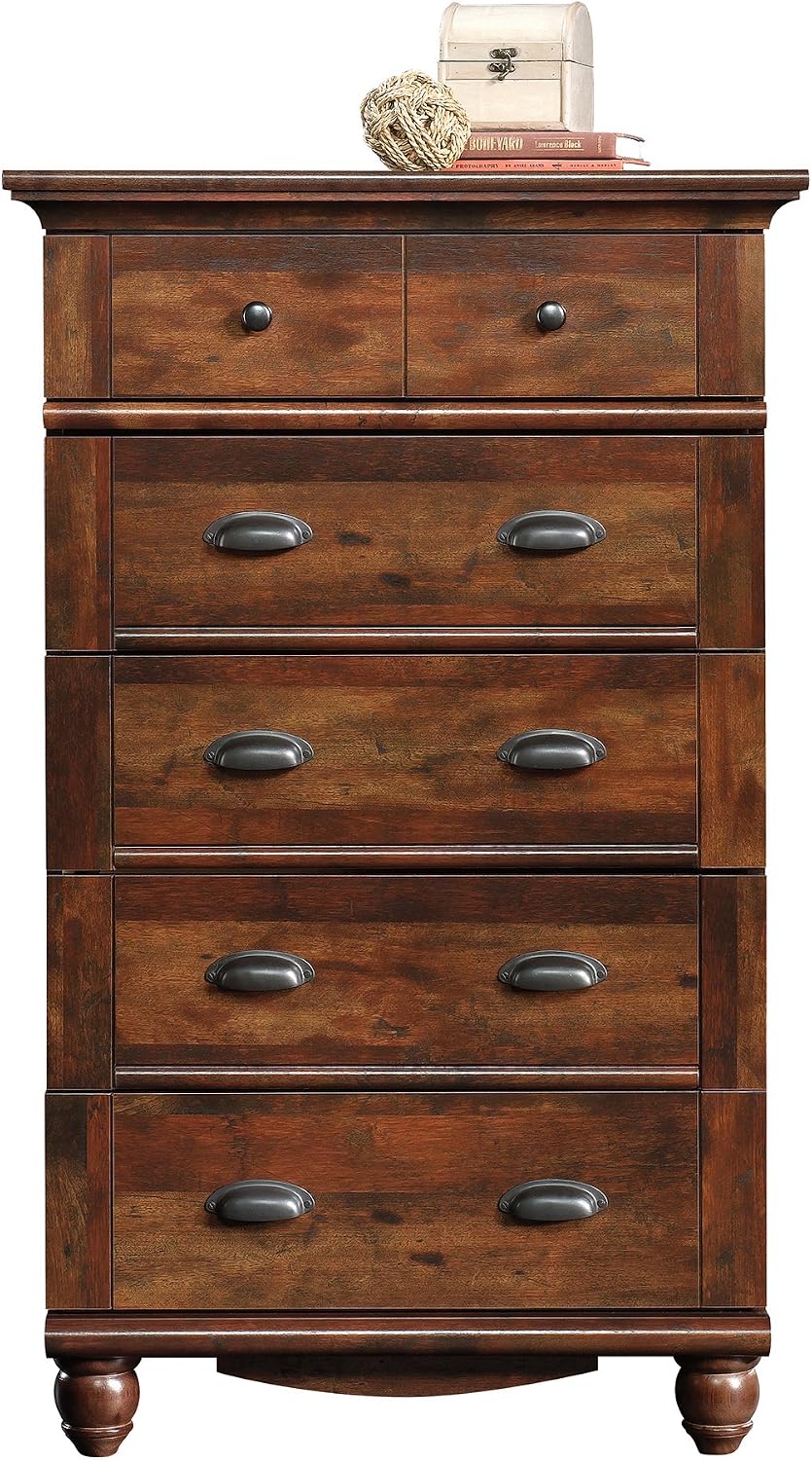 Sauder Harbor View 5-Drawer Chest, Curado Cherry finish