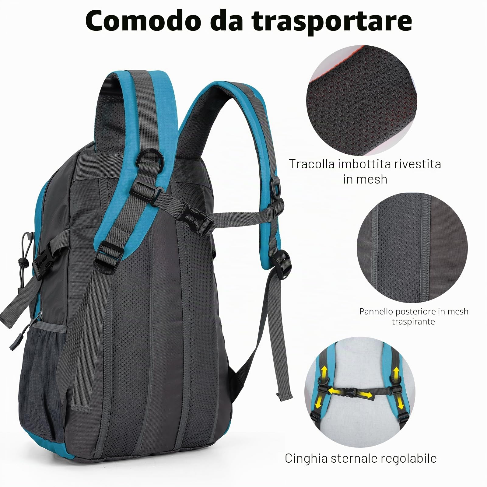 Zaino da trekking grande da 25 l, da uomo, leggero, da donna, impermeabile, da viaggio per il campeggio