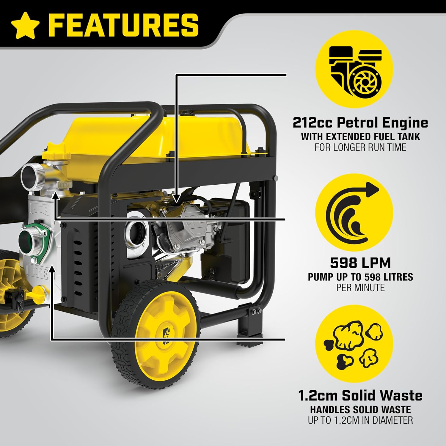 Champion Power Equipment 2-Inch Gas-Powered Semi-Trash Water Transfer Pump with Hose and Wheel Kit