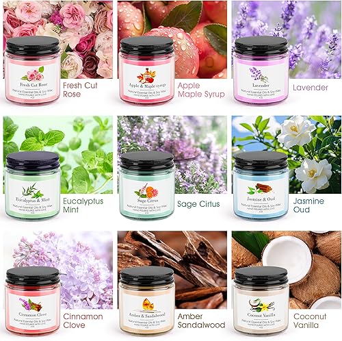 Miniatura 2 de Paquete de 9 velas de regalo para mujeres, velas de aromaterapia para el hogar perfumadas de 36 onzas, 300 horas de larga duración, juego de