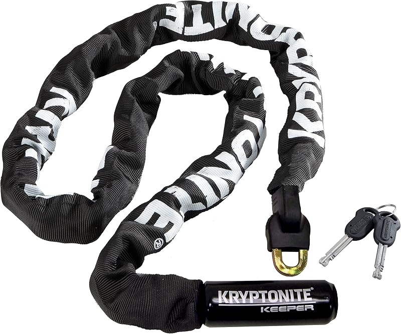 Keeper 712 Bike Chain Lock, 4ft Heavy Duty Anti-Theft Lock | Weather-resistant, 120cm long, hardened steel 7mm links, 2 keys, 5/10 security rating, for motorcycles, scooters, or gates
