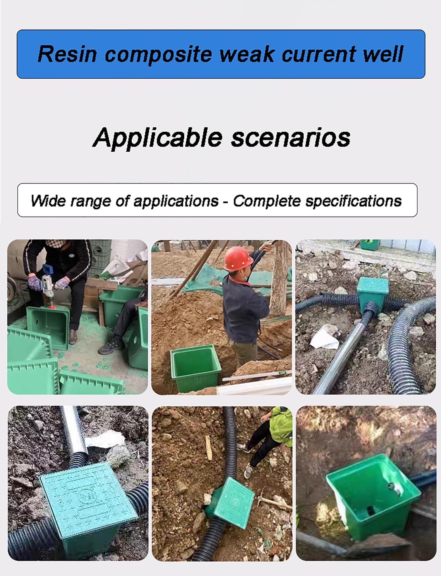 Cajas de empalme subterráneas, cámara de distribución de PE, caja de empalme eléctrico de enterramiento directo for empalmes de cableado eléctrico en exteriores(33x33x36cm/13x13x14.2in)