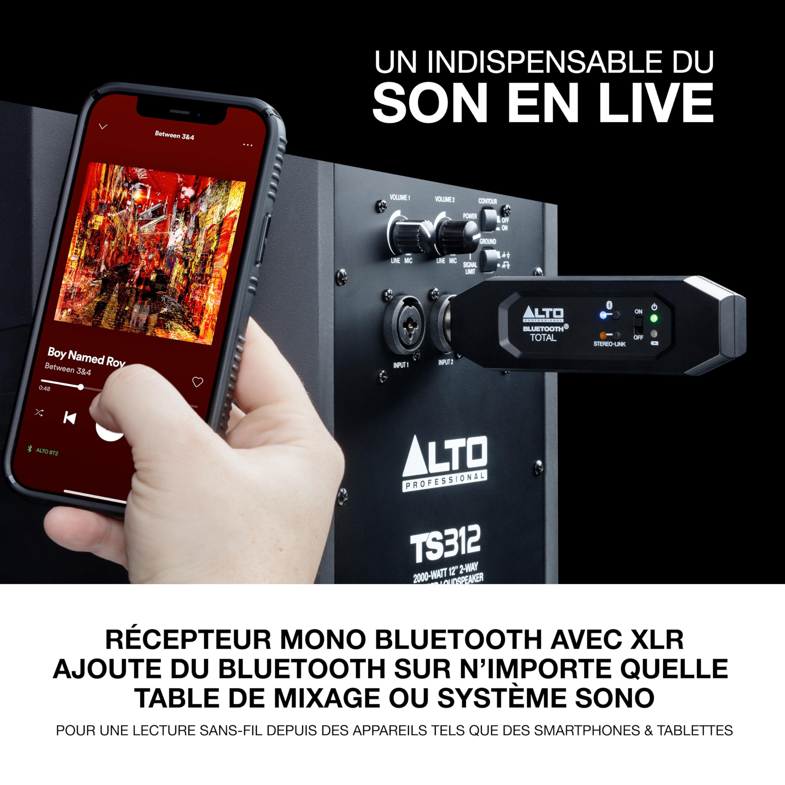 ALTO Bluetooth Total 2 - Récepteur Bluetooth XLR pour Tables de Mixage et Systèmes de Sonorisation Actifs