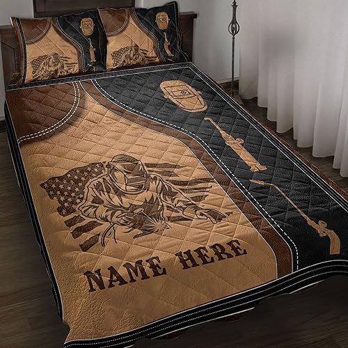OhaPrints Regalo de soldadura de soldador personalizado para esposo y hombres, manta y fundas de almohada con nombre personalizado, juego de ropa de