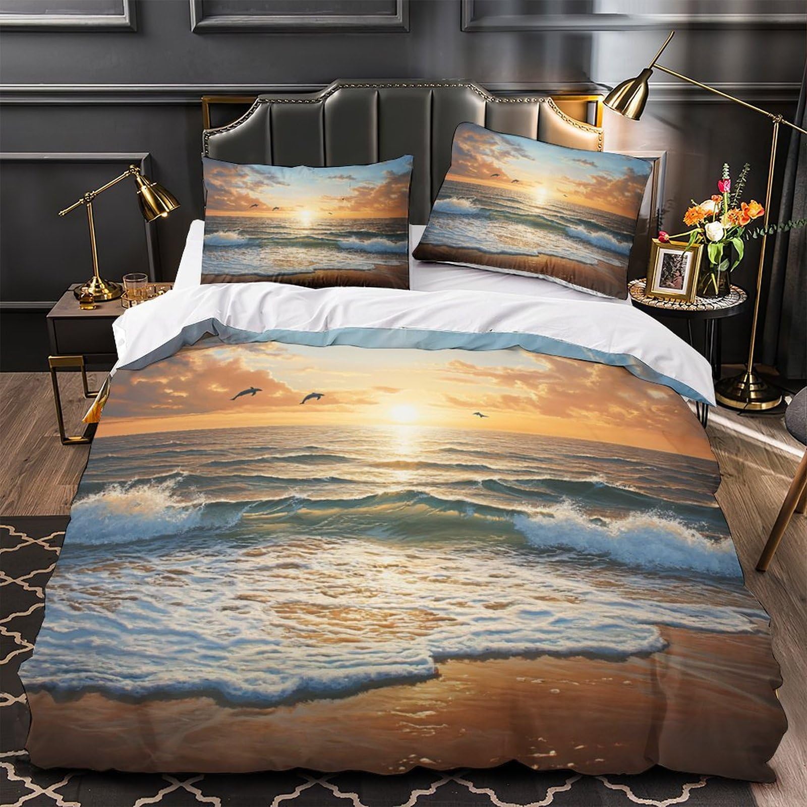 Parure de lit 3D microfibre ultra douce et housse de couette anti-plis
