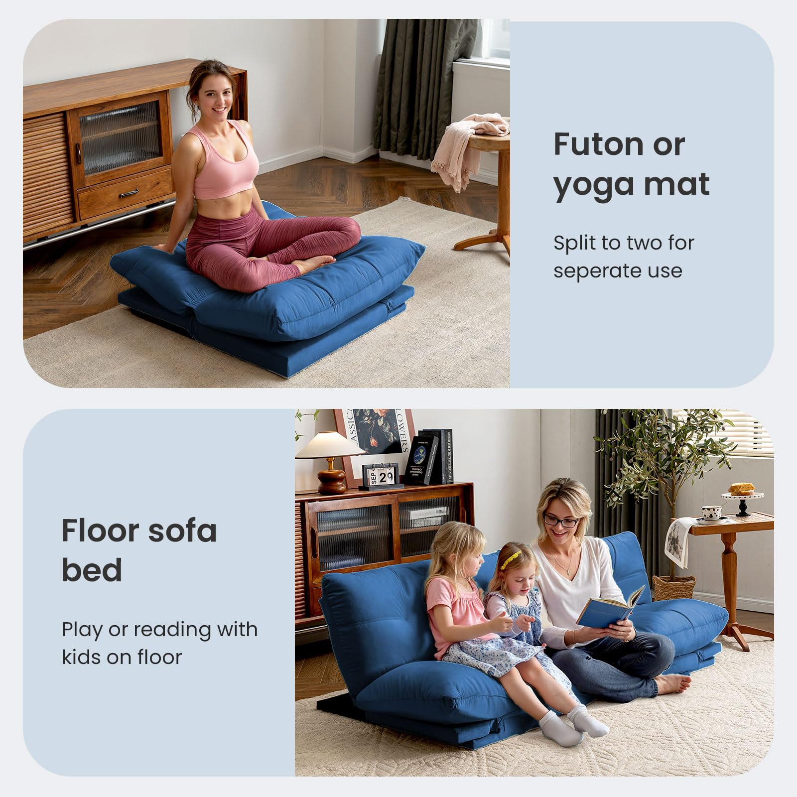 3 Position Backrest Futon Compact Mixcous Velvet Convertible Futon Sofa ...
