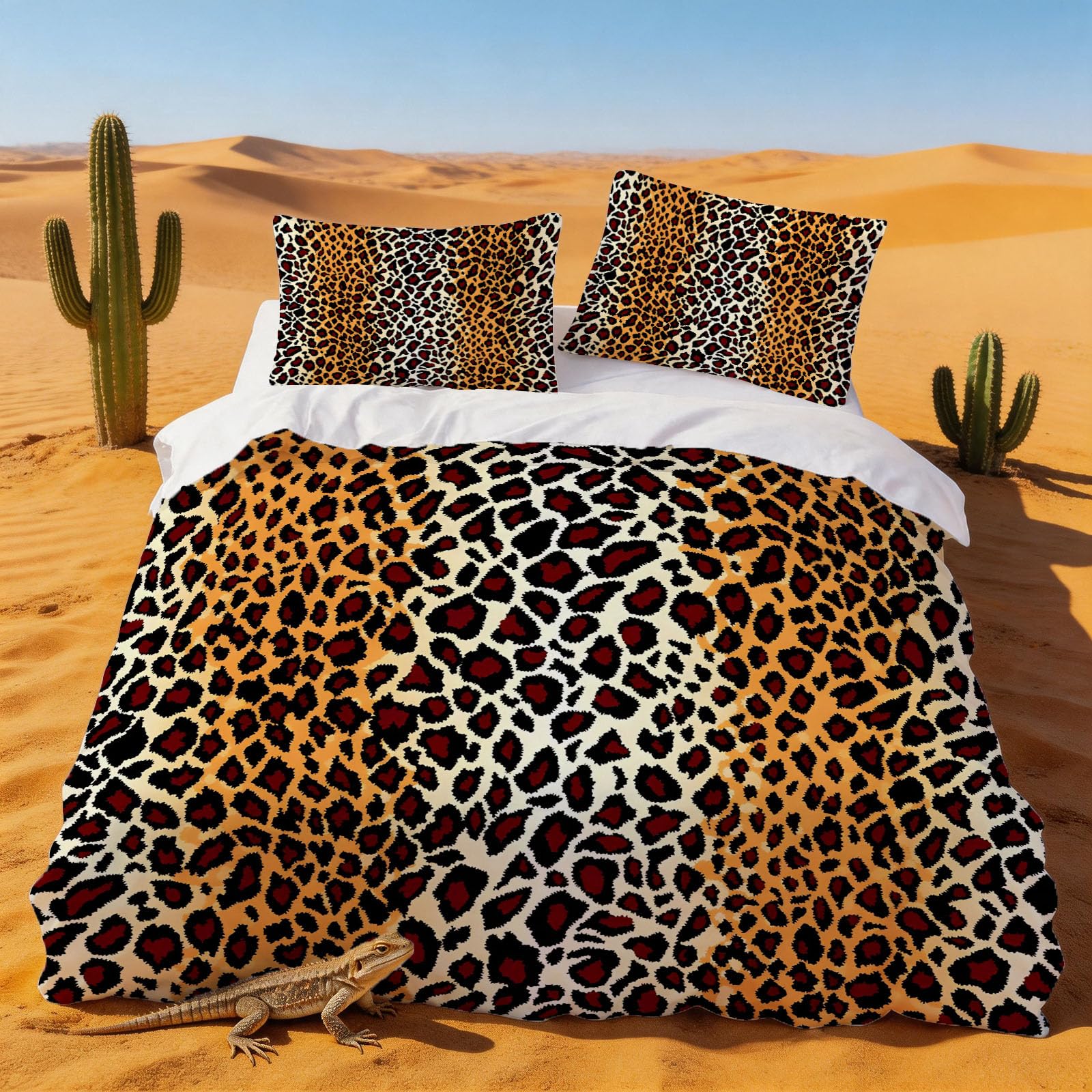 Housse de couette léopard 220x240 en microfibre ultra douce et infroissable