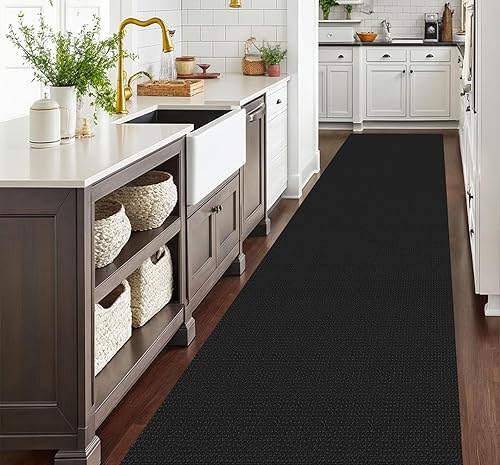 Vista 62 de EARTHALL - Tapete tejido lavable con parte trasera de goma, tapete trenzado de algodón antideslizante para interiores para entrada, pasillo, cocina