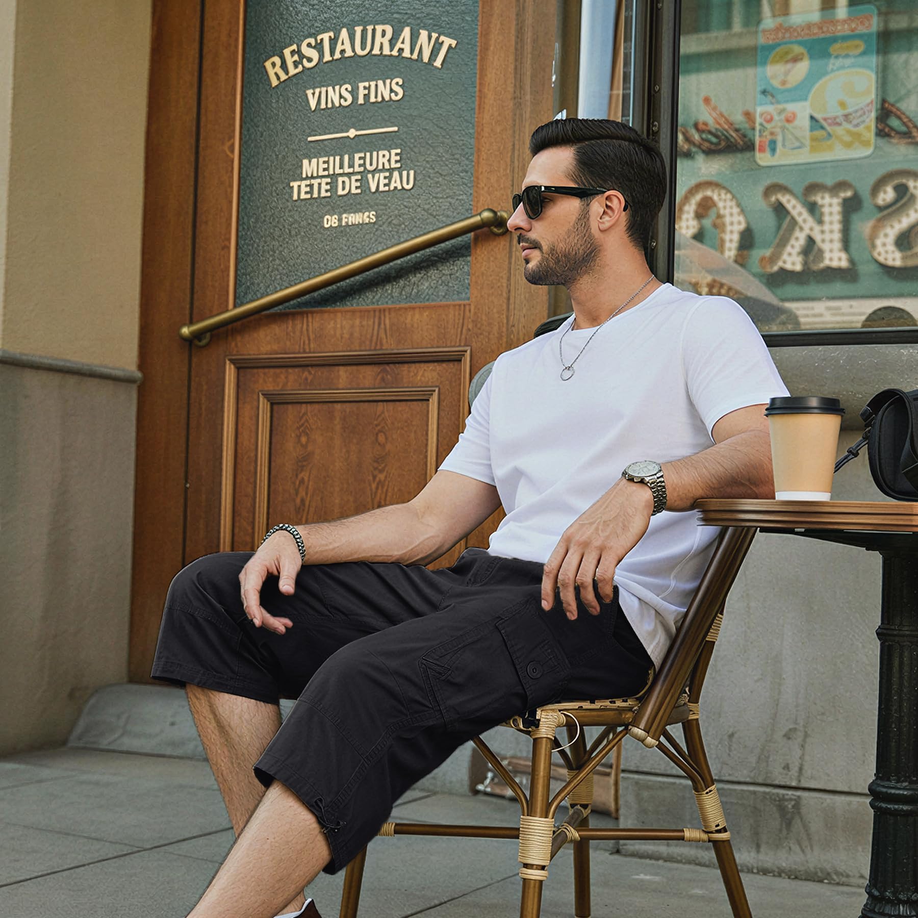 KEFITEVD Pantalones Cargo Hombre Algodón Bolsillos Múltiples Corte Cómodo | Pantalones cargo hombre de algodón con bolsillos múltiples y corte cómodo, casual para uso diario y actividades exteriores