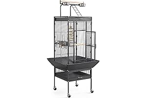 Yaheetech 61.5" Wrought Iron Rolling Large Parrot Bird Cage with Play Top