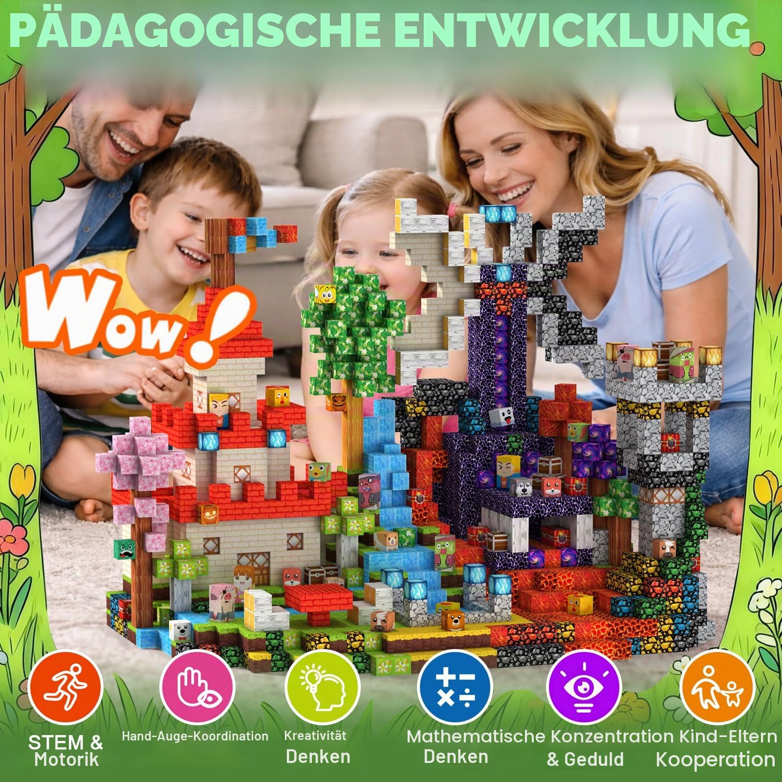 Magnetische Bausteine 330PCS 2CM Magnetbausteine für Kinder ab 3 Jahre Blocks, Montessori Spielzeug Magnete Kinder, Magnetische Bauwelt Geburtstag Geschenk ab 3 4 5 6 7 8 9 10 11 12 Jungen Mädchen