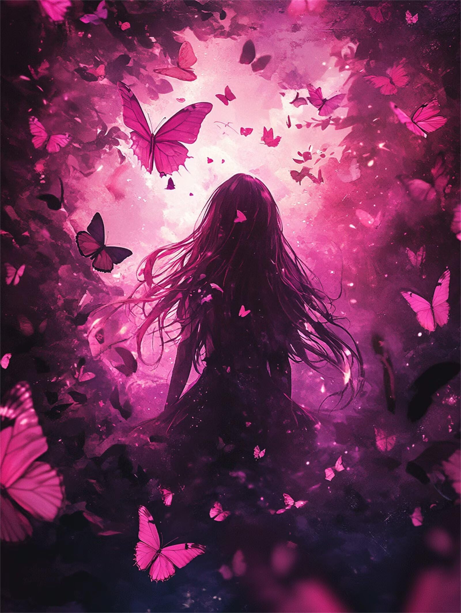 Dipingere con i Numeri per Adulti ragazza Paint by Numbers Kit Farfalla Fai da te Hobby Creativi Adulti,Dipingi con i Numeri con Pennelli e Acrilici,Decor della Parete di Casa Regalo 70x90cm M-446