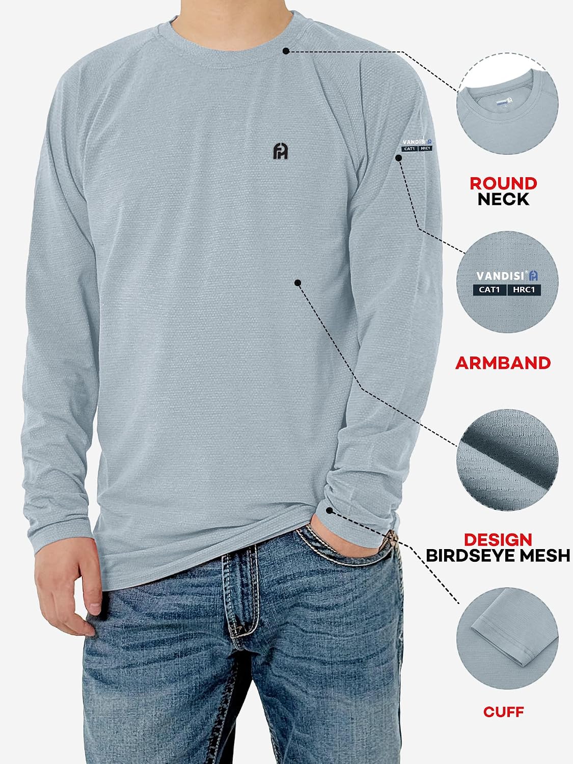 FR Shirts for Men Lightweight fire Resistant Welding Workwear | Flame Resistant shirts NFPA2112 CAT2,100% Cotton/Stretchy Birdseye Mesh,Button Down/Henley/Crew shirts,Moisture-wicking