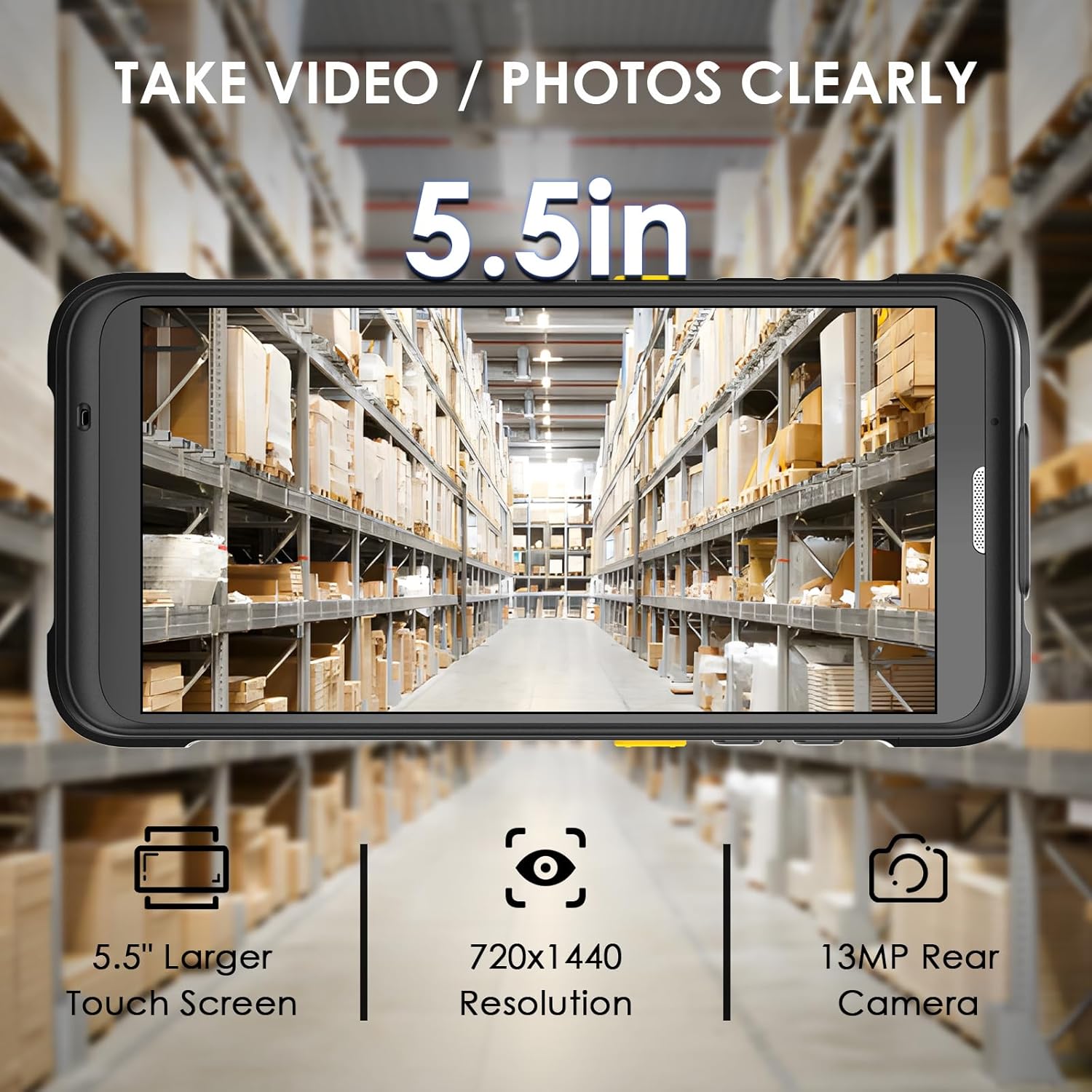 Android 13 Barcode Scanner Handheld Mobile Computer 4GB+64GB Rugged Data Terminal PDA with 1D/2D Zebra-SE4710 Reader Bluetooth Wi-Fi 6 NFC 4G for Logistics, Warehouse, Retail