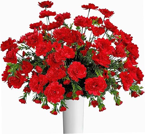 Paquete de 4 paquetes de flores artificiales de seda gerbera, arbustos, plantas, arbustos de flores para el hogar, jardín, boda, decoración interior