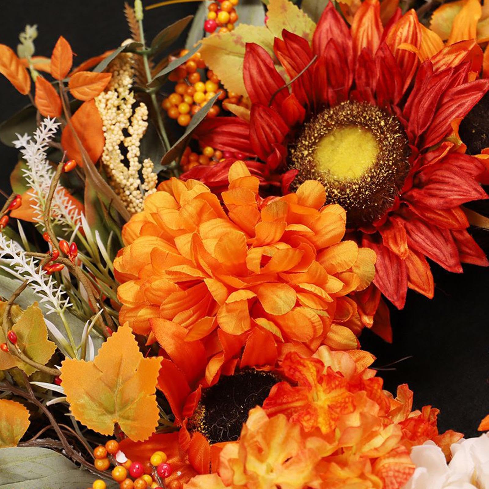 Herbstkränze für Haustür Sonnenblumen und Beeren Herbstkränze