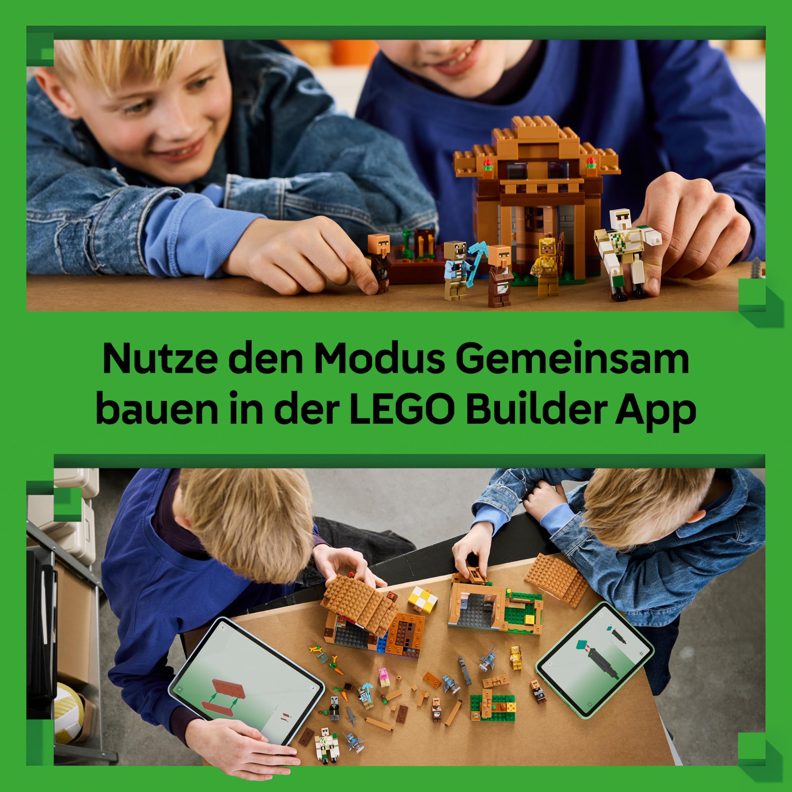 LEGO Minecraft Angriff des Magiers auf das Dorf - Modell mit Garten - 11 Figuren inkl. Maurer & Eisengolem - Zimmerdeko für Kinder - Gaming Geschenk für Jungen, Mädchen und Fans ab 9 Jahren - 21596