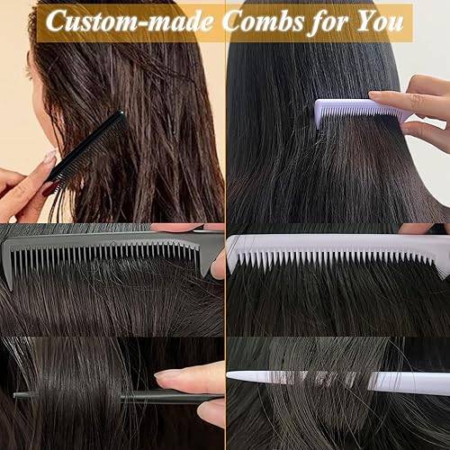 Miniatura 6 de Peine de cola de rata, 2 peines con punta de separación, peineta de dientes finos, peine de dientes finos, antiestático, desenredante, para mujeres
