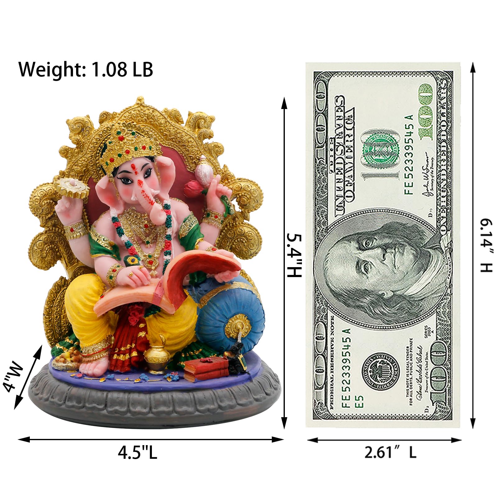 Amazon.co.jp: インドの神ガネーシャアイドル像 - 高さ5.4インチの