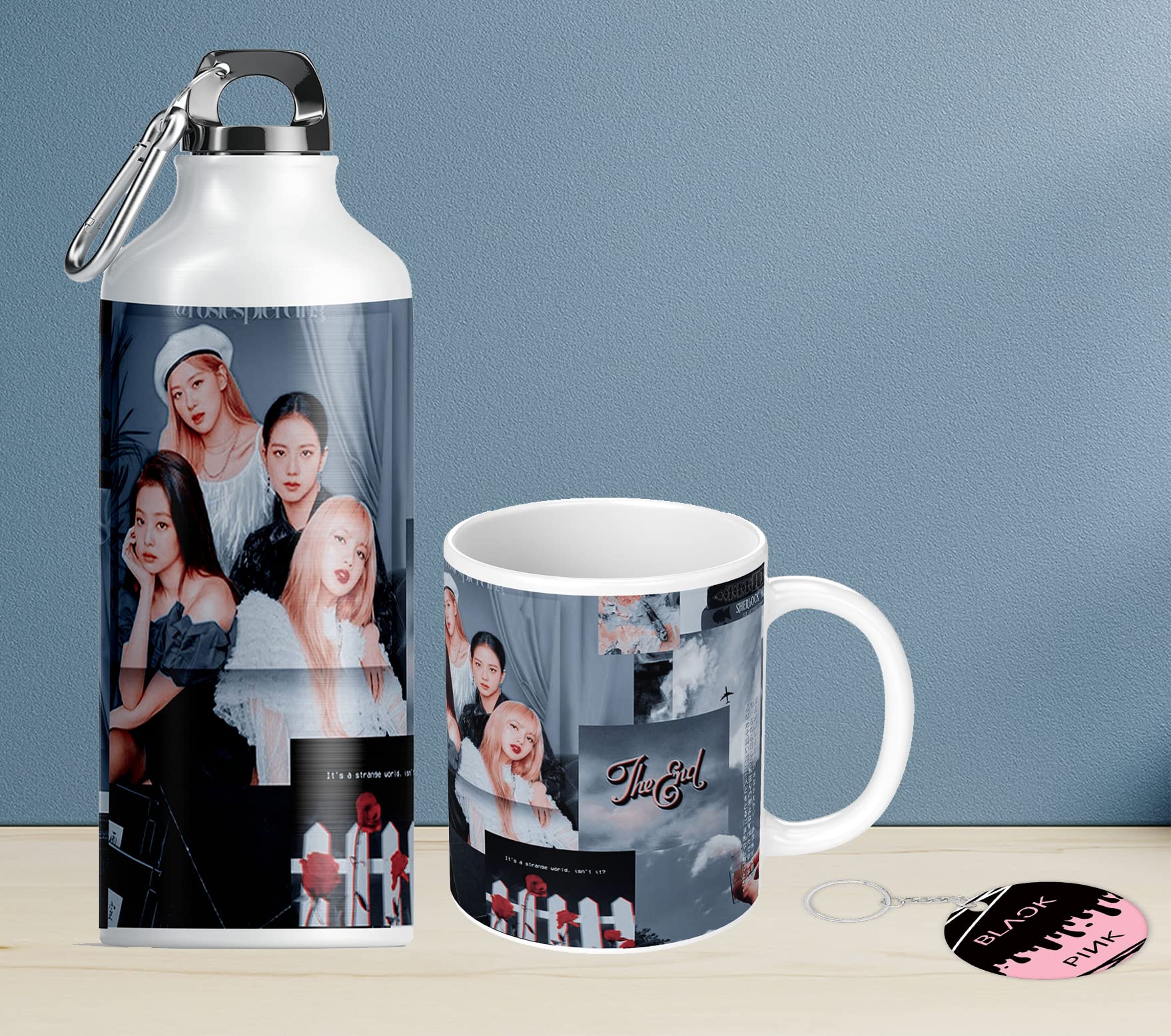 NH10 DESIGNS Blackpink Printed Coffee Mug, 600ml Sipper and Keychain Gift Set for Girls, Boys, Friends, Men, Birthday Gift, Pack of 3 (Microwave Safe Ceramic Tea Coffee Mug-350ml) BPALLV 68