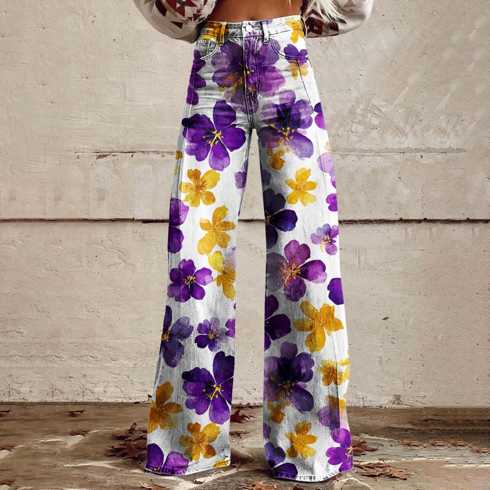 Pantaloni da donna in tessuto, eleganti, da yoga, stile retrò