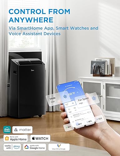 Miniatura 5 de MIDEA MAP12S1TBL - Convertidor HE, deshumidificador y ventilador de aire acondicionado portátil, 12,000 BTU para habitaciones de hasta 450 pies