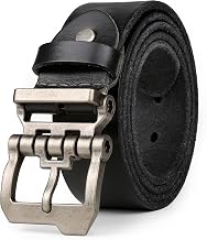 JingHao Men's Genuine Leather Belt, Leather Belt for Casual Jeans, Length 105 cm-165 cm for Regular or Large Size, Black Brown 38 mm