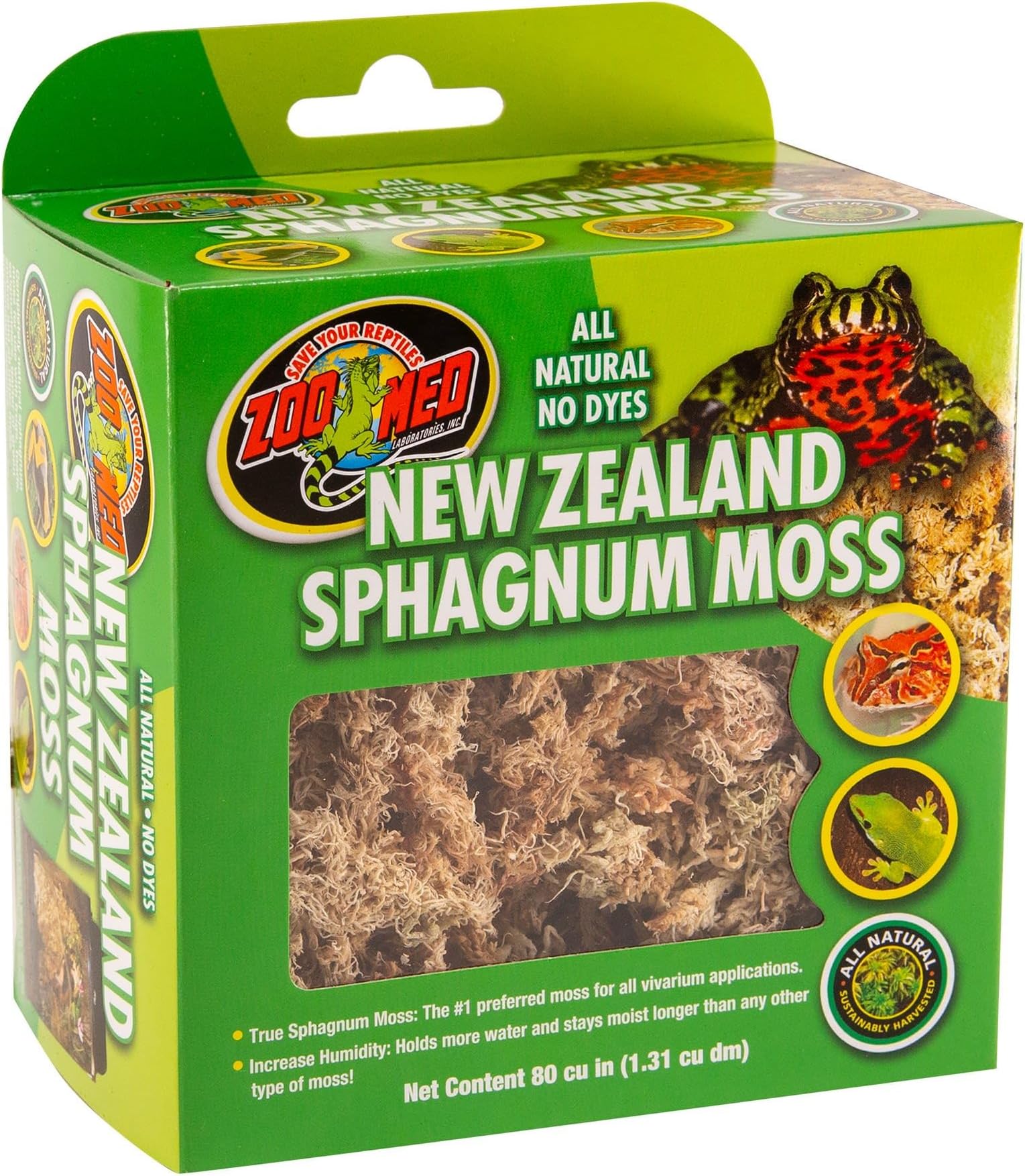 Zoo Med Laboratories SZMCF3NZ New Zealand Sphagnum Moss, 80 Cubic Inch