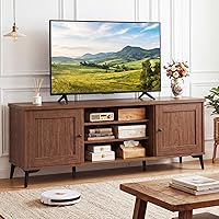Vista 14 de Giantex Soporte de TV estilo granja para televisores de hasta 65", centro de entretenimiento con 4 estantes de almacenamiento ajustables y puertas