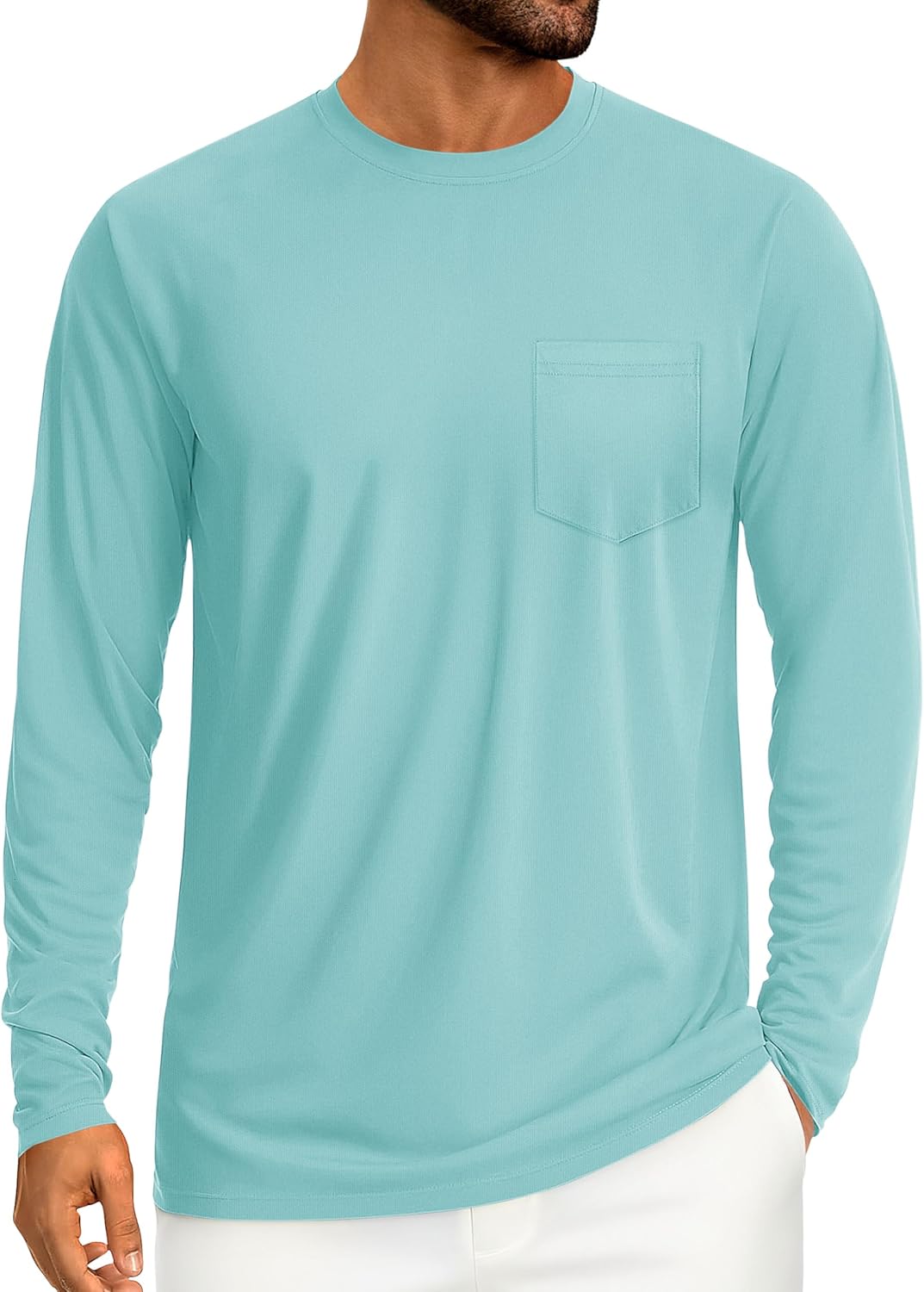 Cotrasen Men's Long Sleeve T-Shirts Cotton Casual T Shirts for Men Breathable Comfort Tee Shirts with Pocket