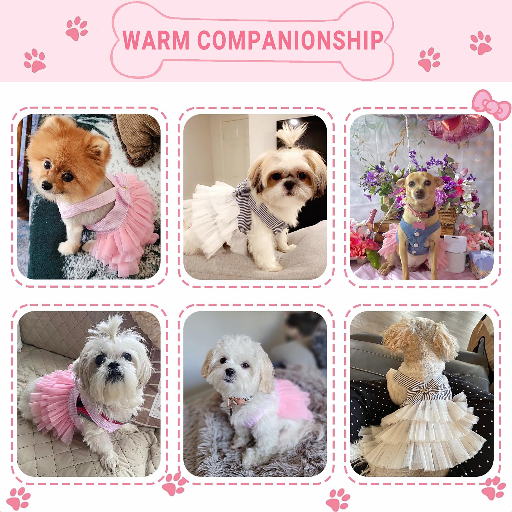 Dog Dresses, Fashion Pet Dog Clothes, Striped Mesh Puppy Dogs Princess Dresses (Pink, X-Small)