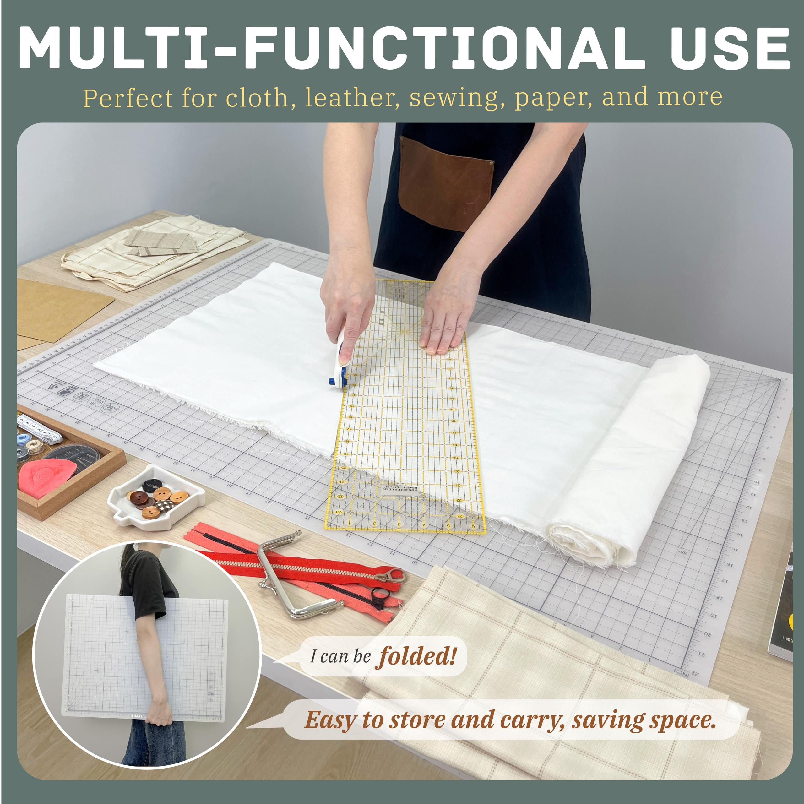 iMAT™ Flip Schneidematte_Note, A1, 61 x 91,4 cm, faltbar, geeignet zum Basteln, Schneiden von Papier, Erstellen großer Stücke Leder und Stoff, Skizzieren und Zeichnen, kreative Collagen (Rose Pink)