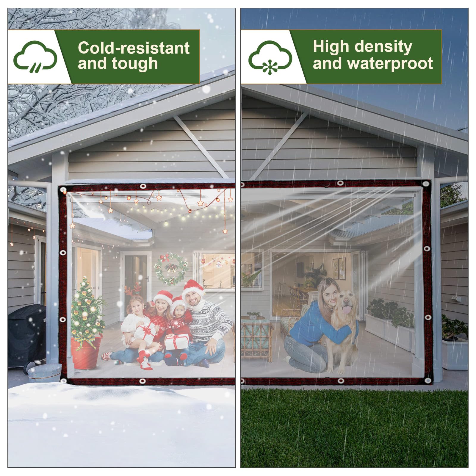 Bâche transparente, imperméable, 3,5 x 4 m, avec œillets pour balcon, protection contre la pluie, bac à sable, bâche transparente pour meubles de jardin/bâche de terrasse