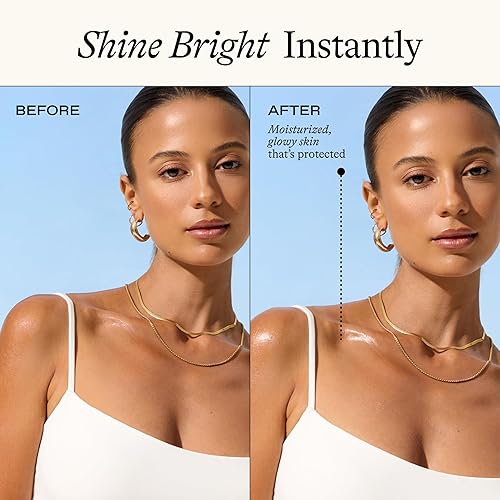 Miniatura 2 de Everyday Humans Sun Glazed SPF 30 - Aceite hidratante con brillo corporal con mica dorada brillante  Ligero, no graso con escualano, aceite de