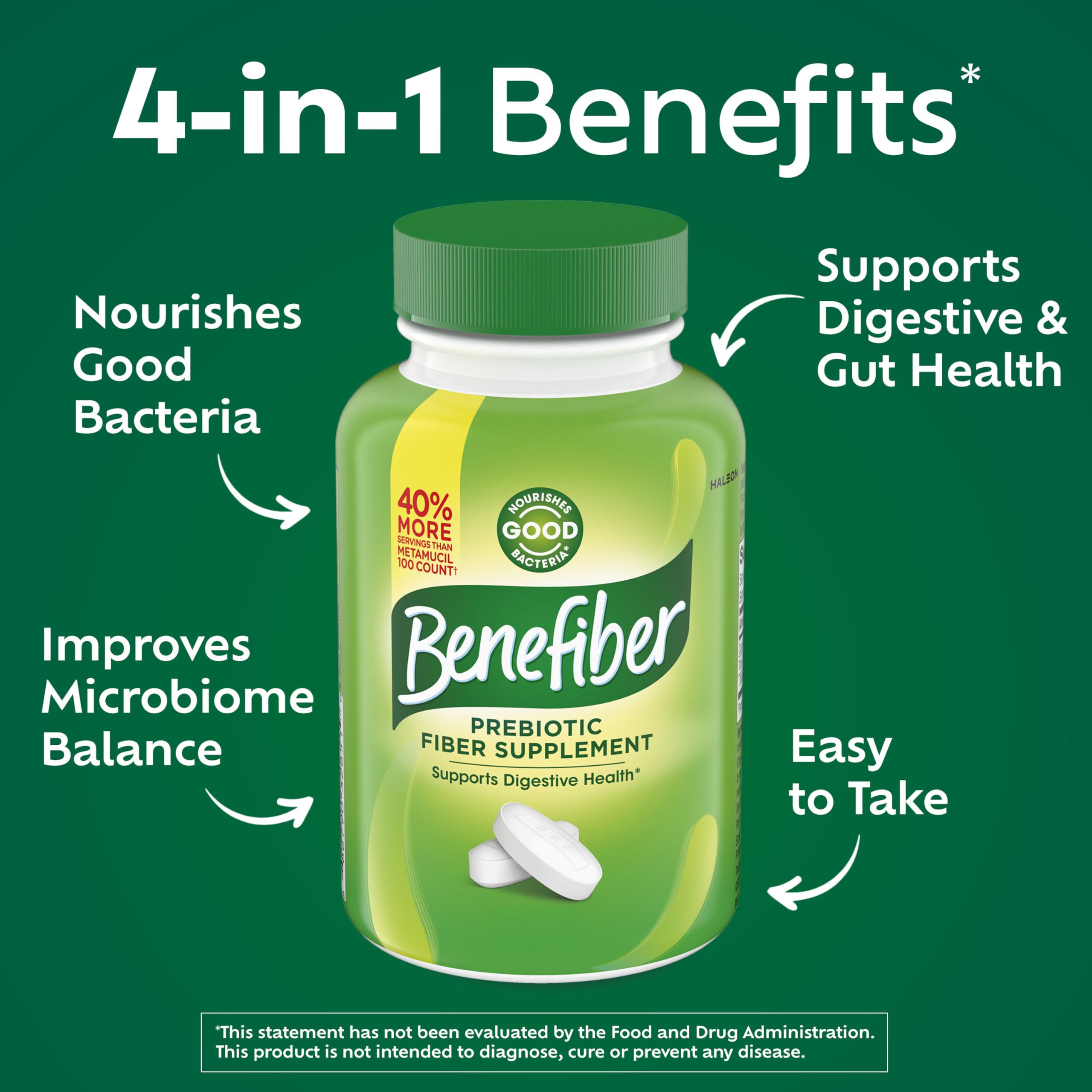 Benefiber Prebiotic Fiber Supplement Caplets, 84 count — Amazon image 2